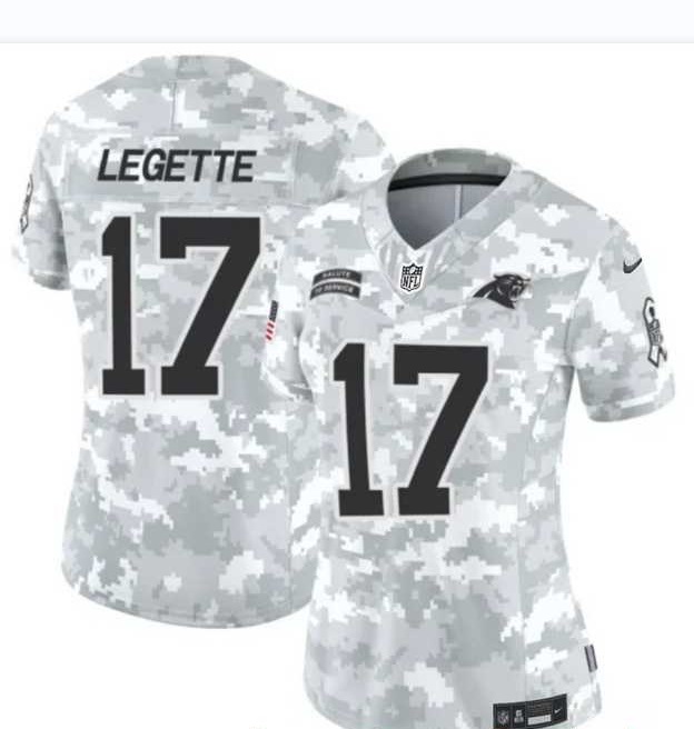 Womens Carolina Panthers #17 Xavier Legette 2024 F.U.S.E Arctic Camo Salute To Service Limited Stitched Jersey Dzhi